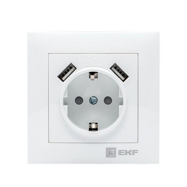 Розетка EKF PROxima Валенсия EWR16-028-10-2USB