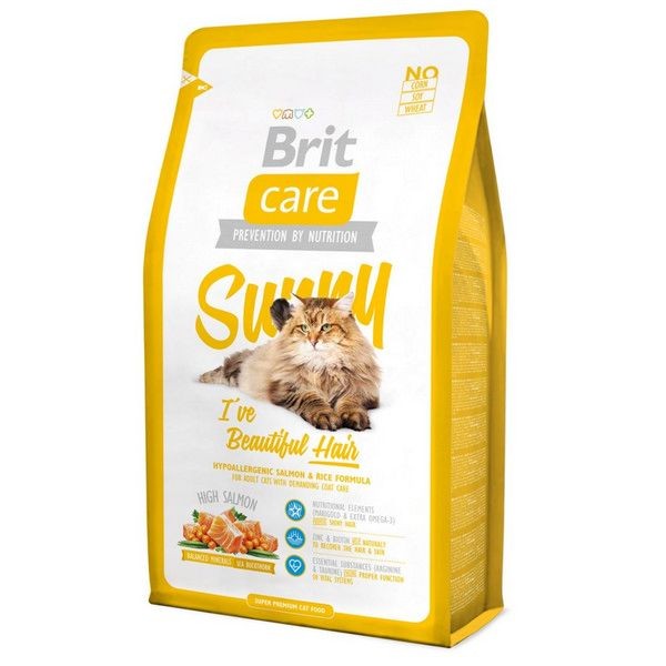 Сухой корм для длинношерстых кошек с чувствительным пищеварением BRIT Care Cat Sunny Beautiful Hair 7 кг