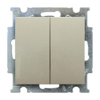 Переключатель проходной встраиваемый ABB Basic 55 2 клавиши, цвет шампань