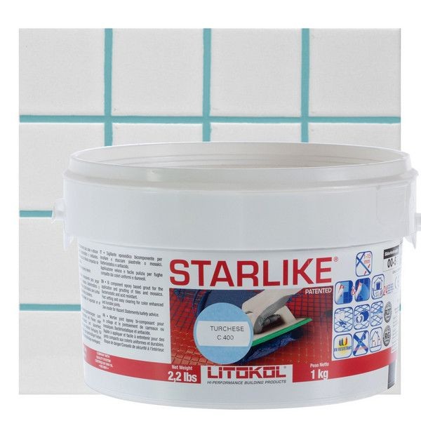 Затирка эпоксидная Litochrom Starlike C400, 1 кг, цвет бирюзовый