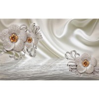 Фотообои WonderWall 3D Серебряные цветы 101 280х450см