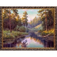 Картина на холсте Русская коллекция Лесная речка, 68х88 см
