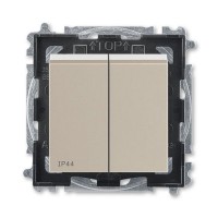 Выключатель встраиваемый ABB Levit 2 клавиши, IP 44, цвет кофе макиато/белый