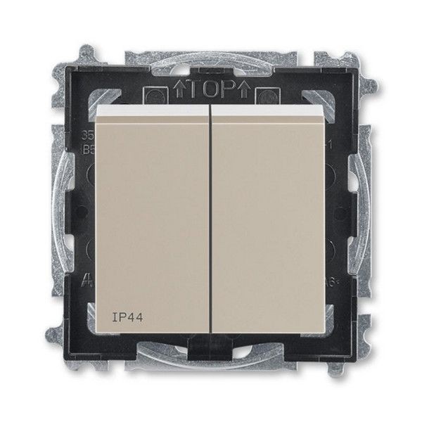Выключатель встраиваемый ABB Levit 2 клавиши, IP 44, цвет кофе макиато/белый