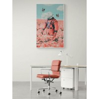 Плакат "34;Просто Постер "34; Космонавт в розовом поле 60x90 в раме 702866829471