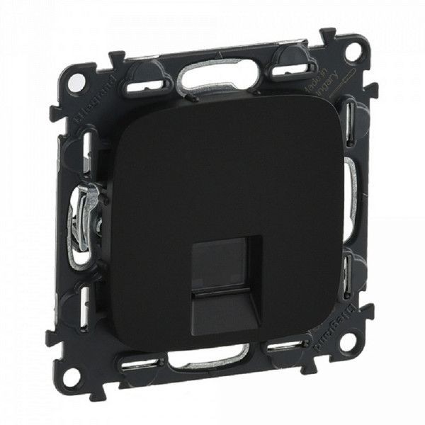 Розетка компьютерная встраиваемая Valena ALLURE RJ45, UTP cat 5e, цвет антрацит