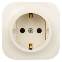 Розетка накладная Legrand Quteo с заземлением, со шторками, цвет слоновая кость