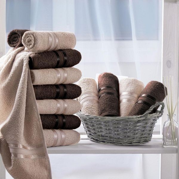 Полотенце для рук Harmonika Цвет: Бежевый, Кофейный (30х50 см - 12 шт) br33668
