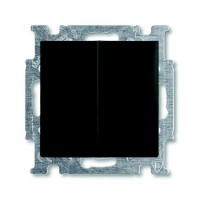 Выключатель встраиваемый ABB Basic 55 2 клавиши с подсветкой, цвет шато (черный)