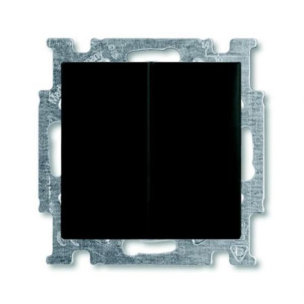 Выключатель встраиваемый ABB Basic 55 2 клавиши с подсветкой, цвет шато (черный)
