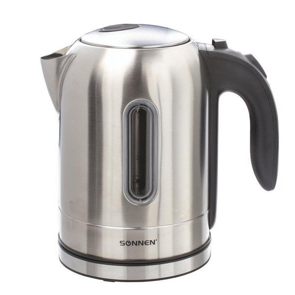 Электрический чайник SONNEN KT-1755, 1,7 л, 2200 Вт, закрытый нагревательный элемент, нержавеющая сталь, 453419