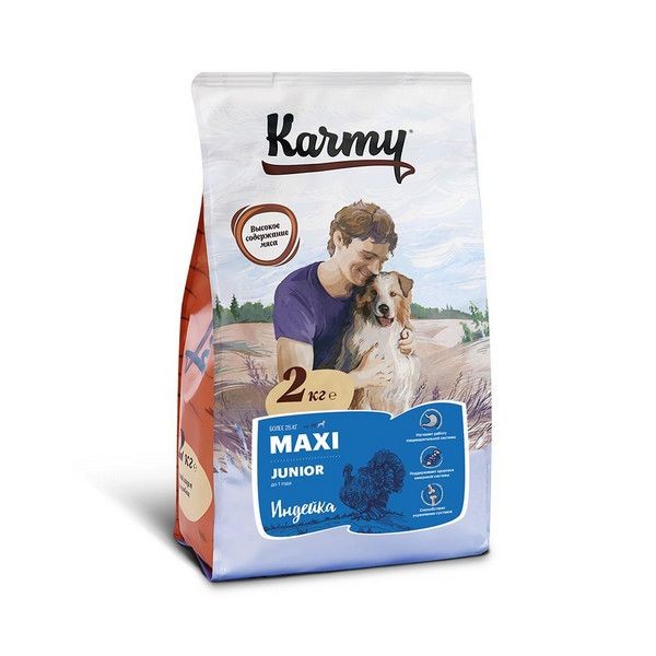 Сухой корм для щенков крупных пород KARMY Maxi Junior Индейка 2 кг