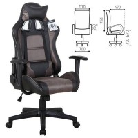 Кресло компьютерное Brabix Gt Racer Gm-100, две подушки, ткань, экокожа, черное/коричневое, 531819