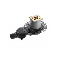 Трап Berges Wasserhaus PLATZ Antik 100х100, золото глянец, S-сифон D50 H60 боковой