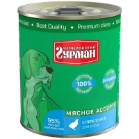 Консервы для собак ЧЕТВЕРНОГИЙ ГУРМАН Мясное ассорти Перепелка 340 г