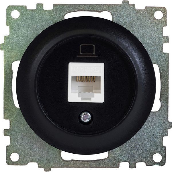Розетка компьютерная встраиваемая Onekey Florence RJ45, UTP cat 5, цвет чёрный