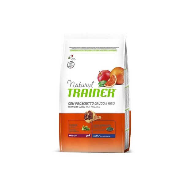 Сухой корм для взрослых собак средних пород TRAINER Natural Medium Adult Сыровяленая ветчина Рис 3 кг