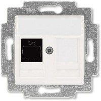 Розетка компьютерная встраиваемая ABB Levit RJ45, cat 5е, цвет жемчуг/ледяной