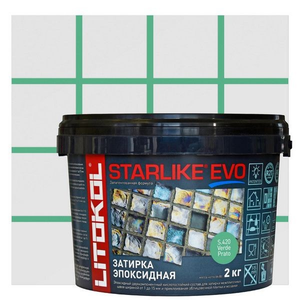 Затирка эпоксидная Starlike EvoS.420 Verde Prato Зелёная трава 2 кг