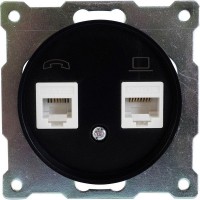 Телефонная/компьютерная розетка встраиваемая Onekey Florence RJ11/RJ45, UTP cat 5e, цвет чёрный