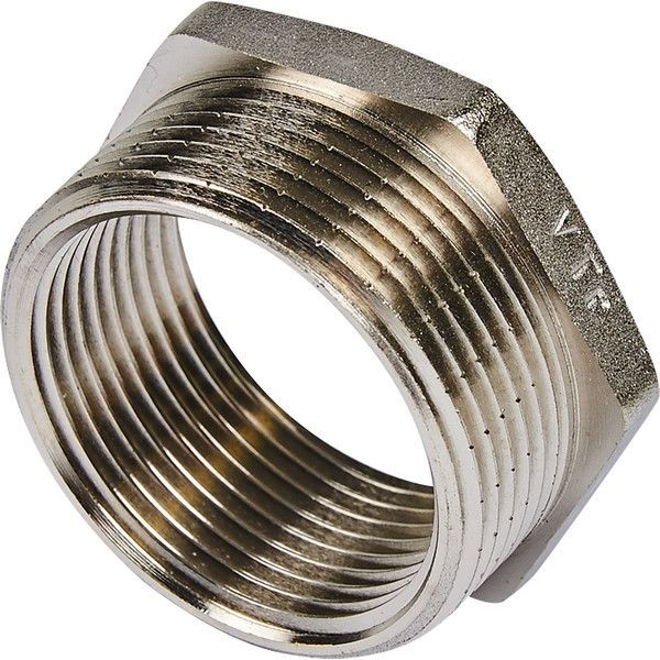 Футорка Valtec 1 1/2 "34;x1 1/4 "34;, наружная-внутренняя резьба, никелированная латунь VTr.581.N.0807