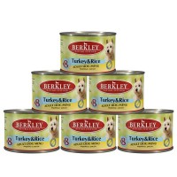 Консервы Berkley Adulg Dog Menu для Собак индейка с рисом №8 200г (6 шт.)