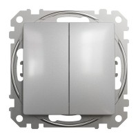 Выключатель встраиваемый Schneider Electric Sedna Design 2 клавиши, цвет алюминий