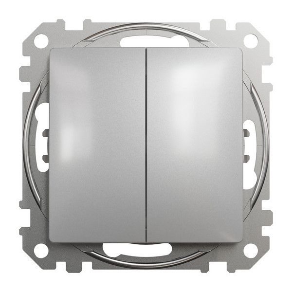 Выключатель встраиваемый Schneider Electric Sedna Design 2 клавиши, цвет алюминий
