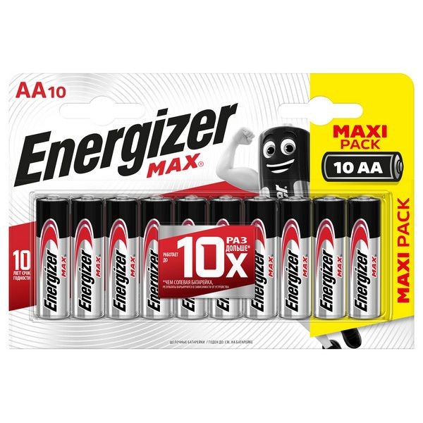 Батарейка алкалиновая Energizer Max AA, 10 шт.