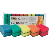 Губка хозяйственная Рыжий кот 9.5х3 см 10 шт