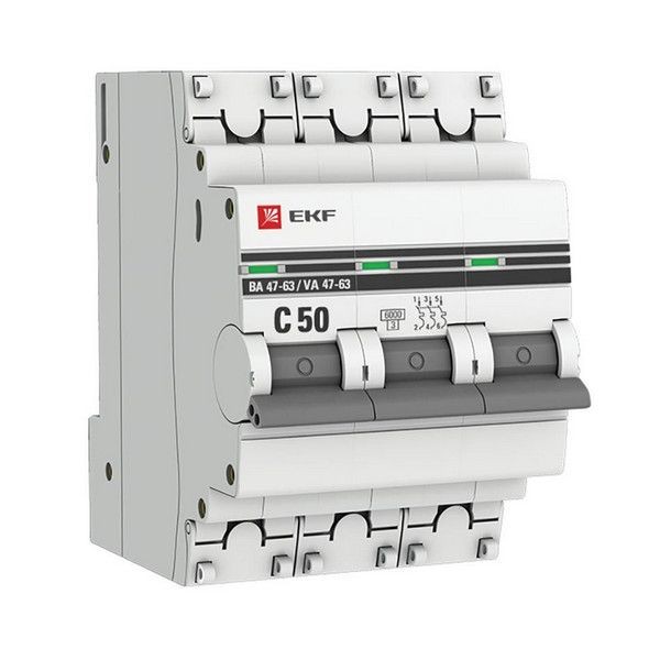 Выключатель автоматический EKF PROxima mcb4763-6-3-50C-pro 3Р 230В 50А