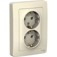 Розетка двойная встраиваемая Schneider Electric Blanca с заземлением, цвет молочный