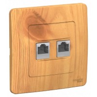 Розетка компьютерная двойная встраиваемая Schneider Electric Blanca RJ45, UTP cat 5e, цвет ясень