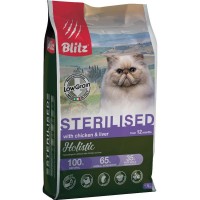 Сухой корм для стерилизованных кошек BLITZ Holistic CAT CHICKEN&LIVER FOR STERILISED низкозерновой Курица и Печень 400 г