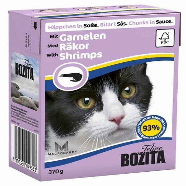 Влажный корм для кошек BOZITA Кусочки в соусе Креветки 370 г