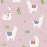 Обои флизелиновые Rasch LAMA/ Kids&Teens III розовые 0.53 м 813258