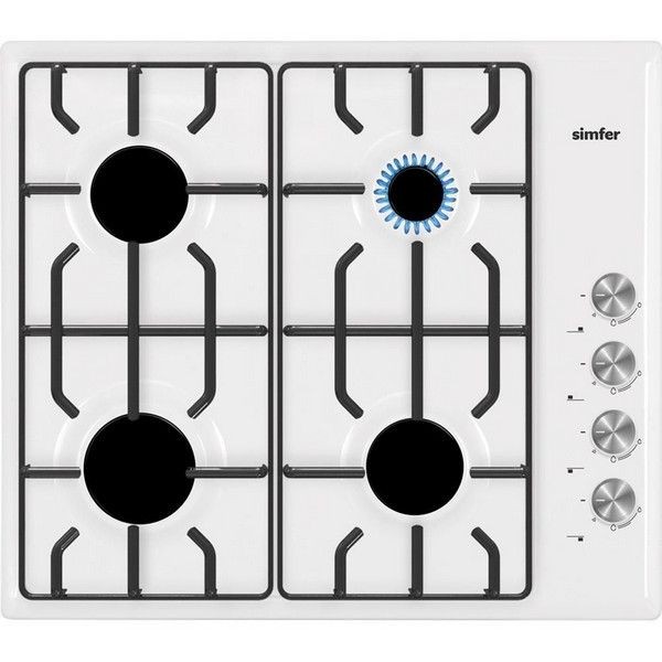 Газовая варочная панель Simfer H60Q40W471, решётки LAMA, с автоподжигом