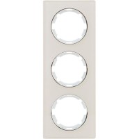 Рамка для розеток и выключателей Onekey Florence 3 поста вертикальная, стекло, цвет бежевый