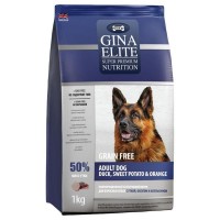 Gina ELITE GF DOG Корм беззерновой сухой для взрослых собак с Уткой, бататом и апельсином 1кг.