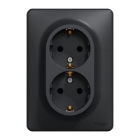 Розетка двойная встраиваемая Schneider Electric Sedna Design с заземлением, цвет антрацит