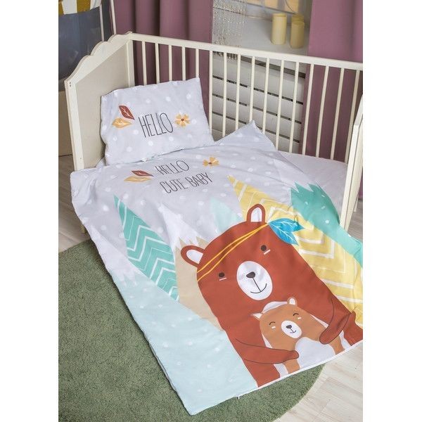 Комплект постельного белья Amarobaby Hello cute baby AMARO-3003-СCHB, 3 предмета