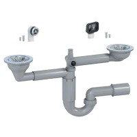 Сифон для мойки PREVEX P-loc PL2-D9C45-SANT-01 двойной