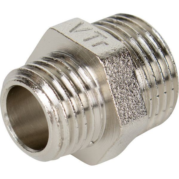 Ниппель переходной Valtec 3/8 "34;х1/4 "34;, никелированная латунь VTr.580.N.0302