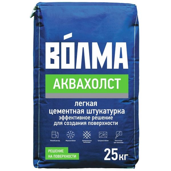 Штукатурка цементая Волма Аквахолст 25 кг