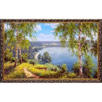 Картина на холсте Русская коллекция На берегу реки, 68х108 см