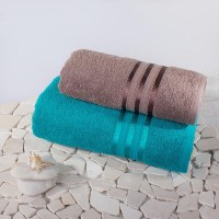 Набор из 2-х полотенец Harmonika Цвет: Морская Волна, Коричневый (50х80 см, 70х130 см) br34212