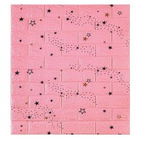 Мягкая самоклеящаяся 3D панель для стен и потолка LAKO DECOR LKD-87-07-02 Детская комната Звездное небо (розовый) 70x77
