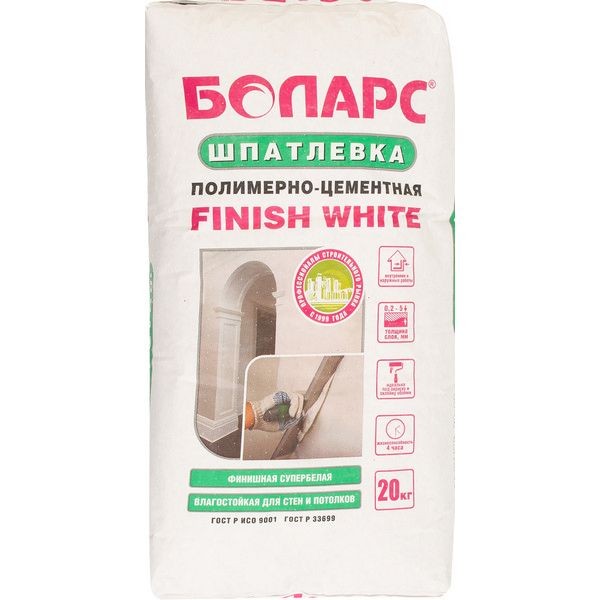 Шпаклевка полимерно-цементная Finish White 20 кг