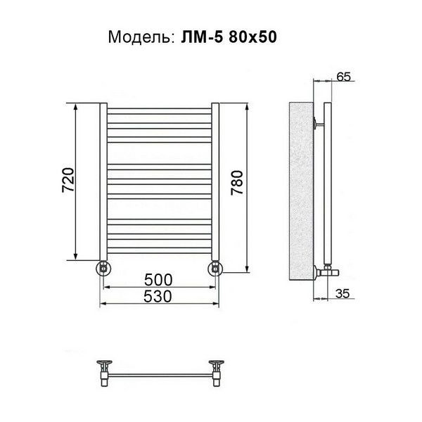 Водяной полотенцесушитель Ника Modern ЛМ-5 80/50