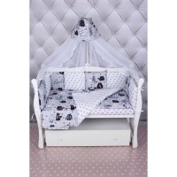 Комплект постельного белья AmaroBaby Котики в кроватку, бязь 18 предметов